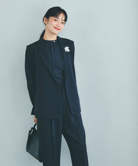 【宮城舞さん着用】【セットアップ対応】ポリエステルツイル テーラードジレ