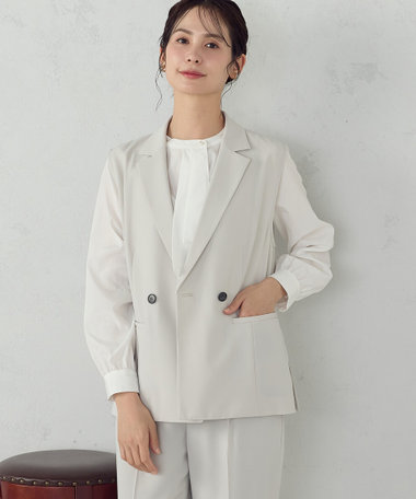 【セットアップ対応】ポリエステルツイル テーラードジレ