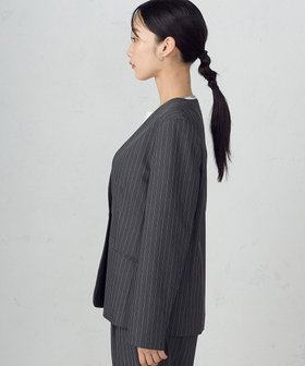 セットアップ対応】 ポリエステルレーヨンストレッチツイル ストライプ