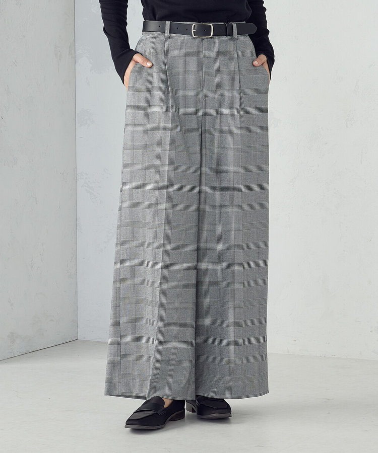 【セットアップ対応】ポリエステルレーヨン　ワイドパンツ