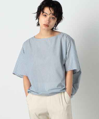 コムサブロンドオフ ボザム切替 ストライプ ブラウス UVカット/手洗い