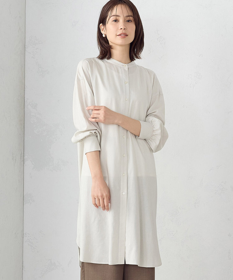 レーヨンリネン 後ろねじりロングシャツ(12-15IG08-204 レーヨンリネン 後ろねじりロングシャツ(12-15IG08-204