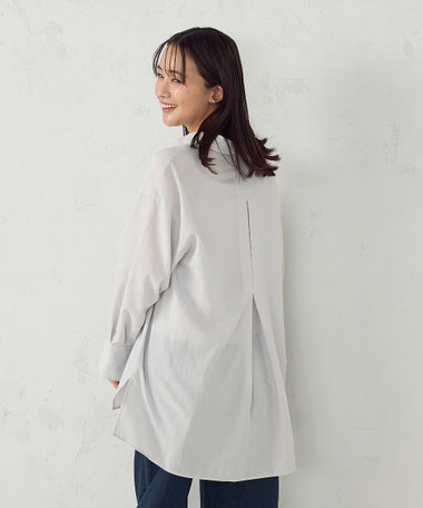 ポリエステルスパンブロードタック ロングシャツ