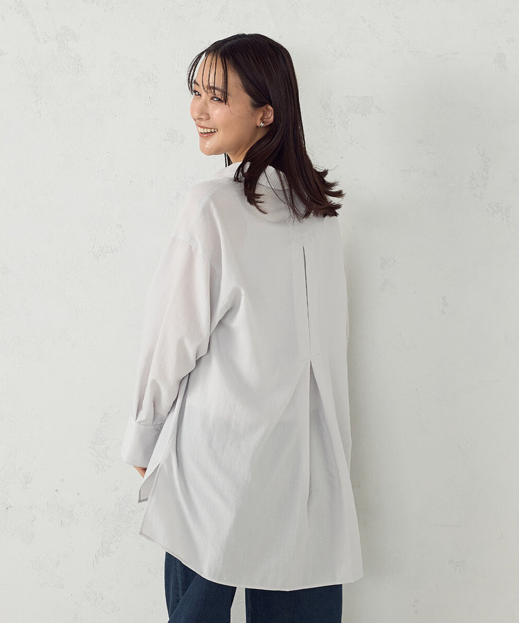 ポリエステルスパンブロードタック ロングシャツ