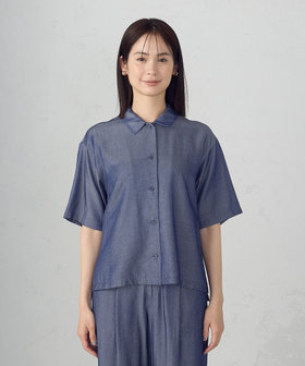 セットアップ対応】デニムライクシャンブレー ショートスリーブシャツ