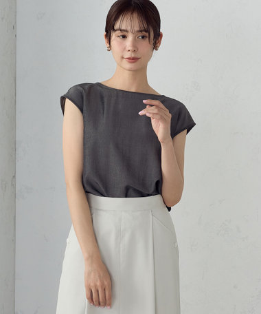 後ろ開きノーカラーブラウス/セットアップ対応