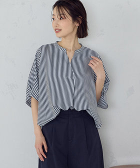 ポリエステルデシン スキッパーTブラウス