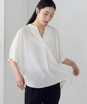 ポリエステルデシン スキッパーTブラウス
