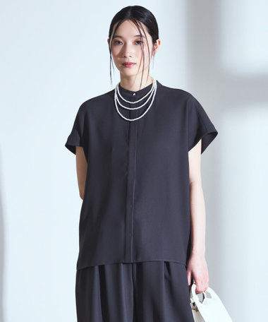【セットアップ対応】シフォンジョーゼット バックプリーツブラウス