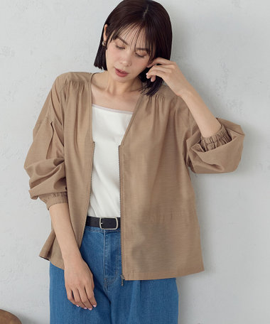 Vネック シアーブルゾン