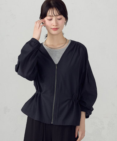 Vネック シアーブルゾン