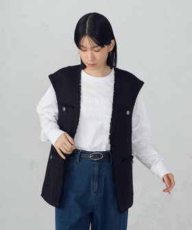 ファンシーツイード ロングジレ（12-21VM07-205）｜コムサイズム