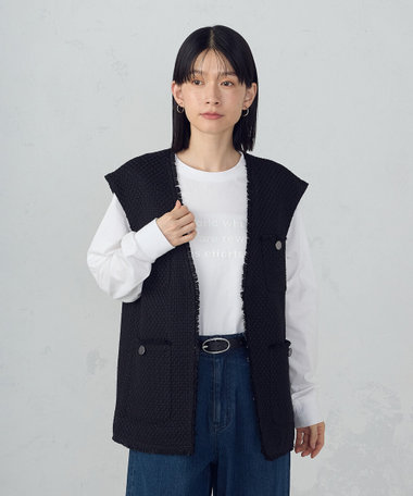 ファンシーツイード　ロングジレ