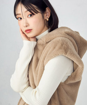 ラビット調 ファーフーデッドジレ（12-21VM11-205