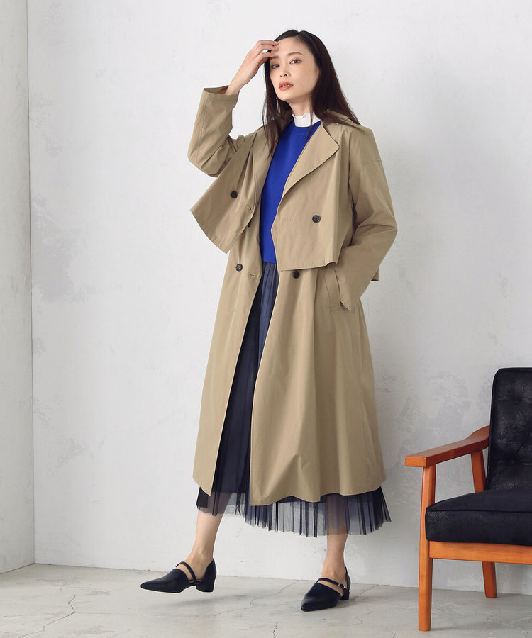 極美×極上　FREEDOM　カウレザー　トレンチコート　マキシ丈　大きいサイズ 3WAYトレンチコート（12-25MC03-203）｜コムサイズム（COMME CA