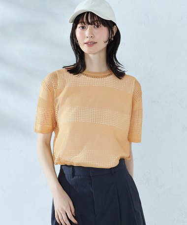 【セットアイテム】透かし編み ボーダープルオーバー＋タンクトップ