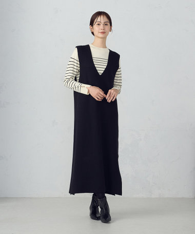 Ｖネック　ニットワンピース