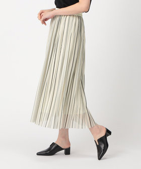 F 白ストライプM スカートのみ モノトーンストライプ チュール プリーツスカート（12-50FG07-204