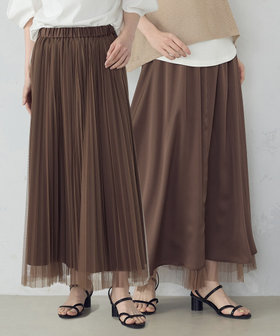 リバーシブル】ポリエステルチュール プリーツスカート（12-50FK13-205