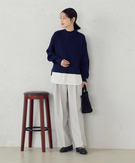 ストレッチツイル サイドライン ハイウエストワイドパンツ(12 ストレッチツイル サイドライン ハイウエストワイドパンツ(12