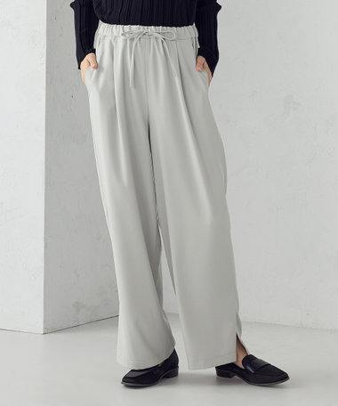 裾スリットストレートシルエット　イージーパンツ
