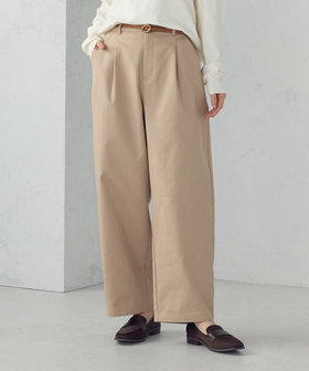 セットアップ対応】ポリエステルツイル ワイドテーパードパンツ