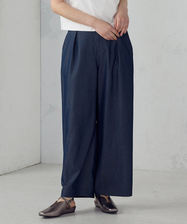 デニムライク ワイドパンツ/セットアップ対応