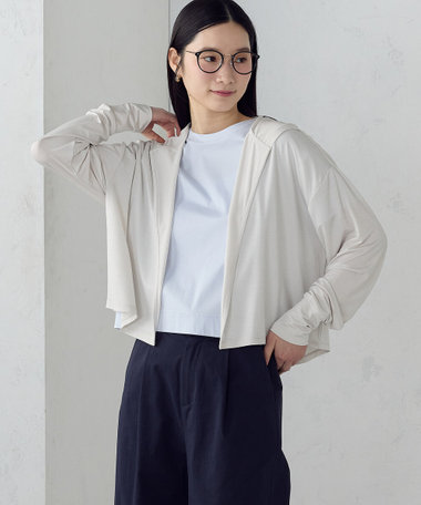 【接触冷感･UVカット･防シワ】着流しフーディ