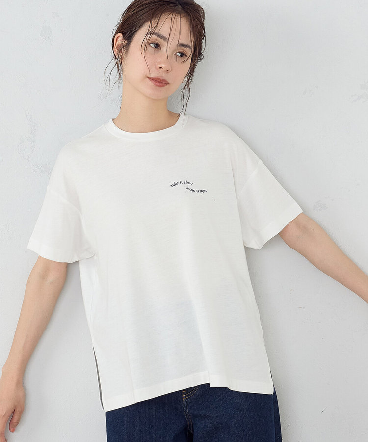NOSWEA Tシャツ ホワイト ロゴ刺繍 NOSWEA 花村想太 白Tシャツ shirotee_wlogoノースウェア