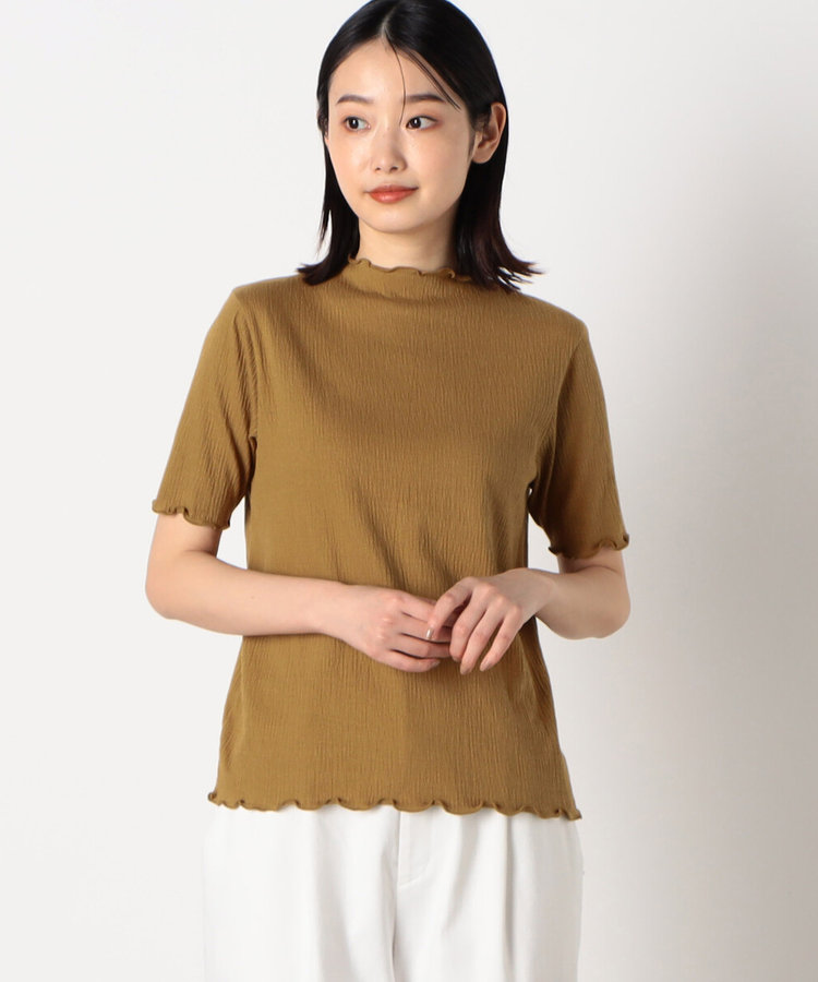 新品タグ付き　ELLIE シャーリングカフスブラウス　ネイビー シャーリング トップス（12-68CE01-203）｜コムサイズム（COMME