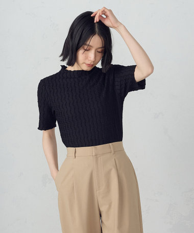 コムギ RIB COLOR COMBI HIGH NECK ZIP CD(S Black x Green): Yohji
