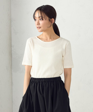 【アンサンブル対応】クロップド丈 リブＴシャツ
