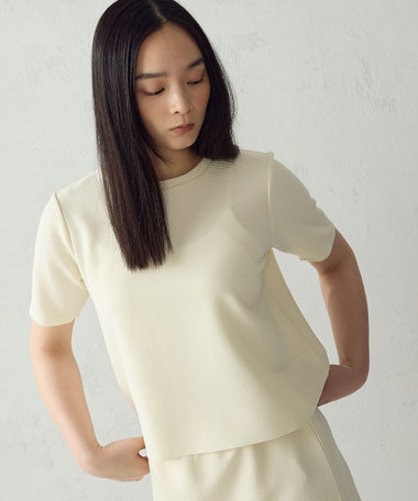 クルーネック ストレッチプリーツTシャツ / セットアップ対応