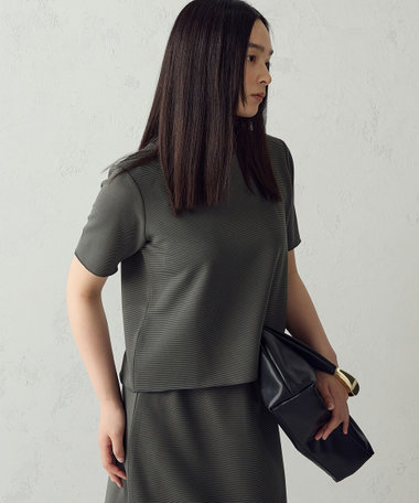 クルーネック ストレッチプリーツTシャツ / セットアップ対応