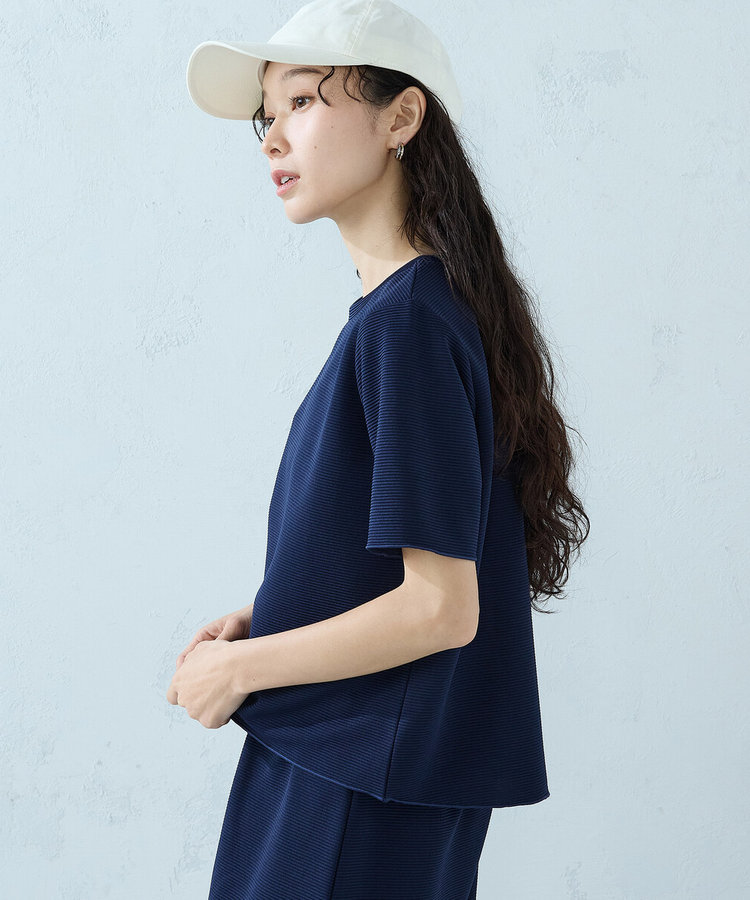 クルーネック ストレッチプリーツTシャツ / セットアップ対応