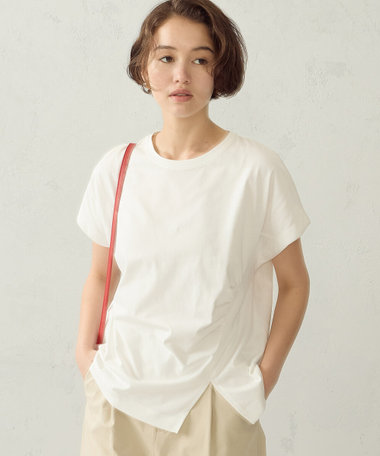 【接触冷感】アシンメトリータックTシャツ