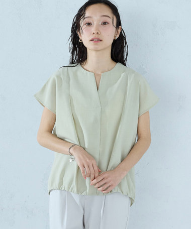 ノースリーブ タックブラウス