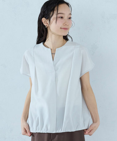 ノースリーブ タックブラウス
