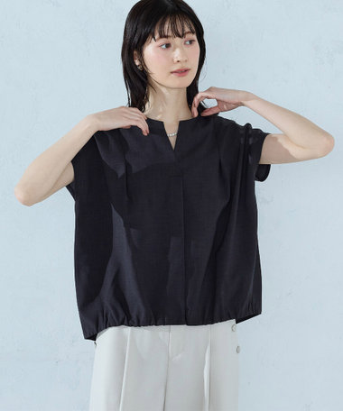 ノースリーブ タックブラウス