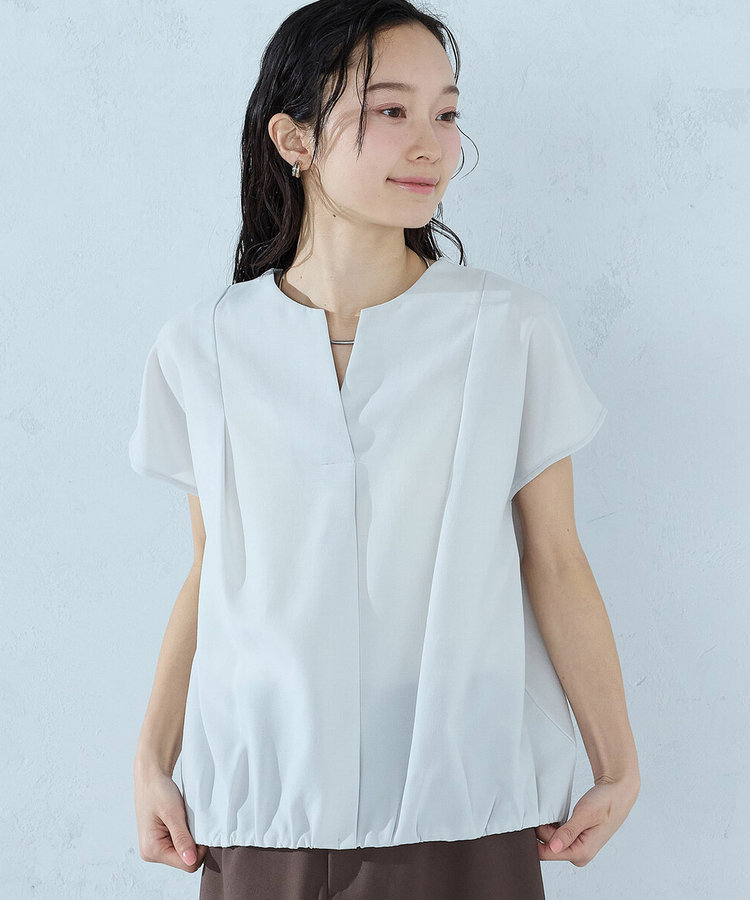 ノースリーブ タックブラウス