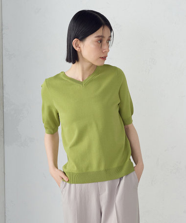 【ウォッシャブル・UVカット】2WAY５分袖ニット