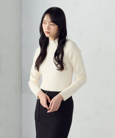 【ウォッシャブル】ベーシック ハイネックニット