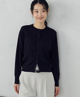 ウォッシャブクルーネックカーディガン.ブラック Spick & Span｜《WEB限定 / 追加》ウォッシャブルクルーネック