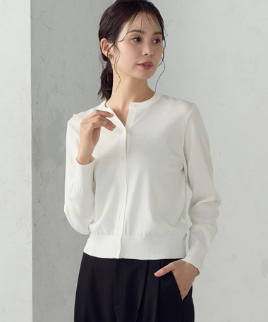 【UVカット・ウォッシャブル】ベーシック クルーネックカーディガン