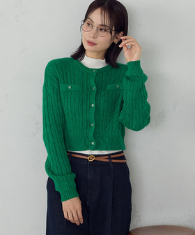 ケーブルクルーネックカーディガン