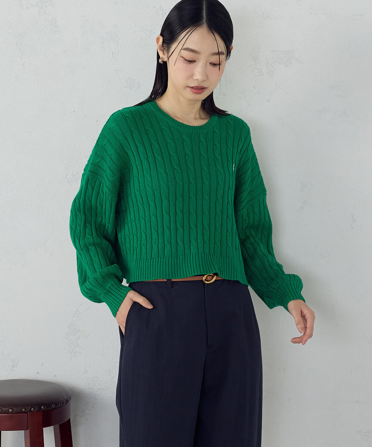 ワンポイント刺繍ケーブルニット（12-74KO06-206）｜コムサイズム
