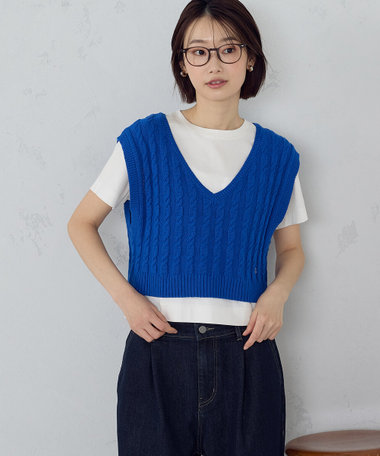ケーブル　Ｖネックベスト