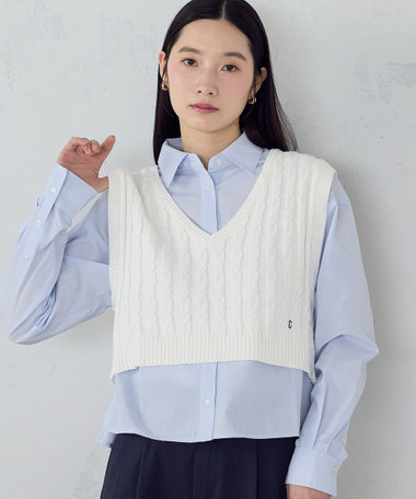 ケーブル　Ｖネックベスト