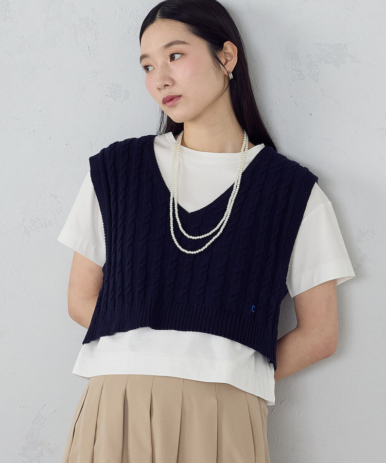 ケーブル　Ｖネックベスト