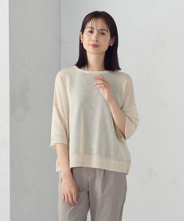 リネン混 5分袖ニット（12-76KK05-205）｜COMME CA ISM